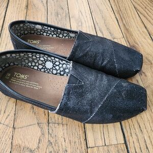 TOMS Black Slip-On Shoes Glitter